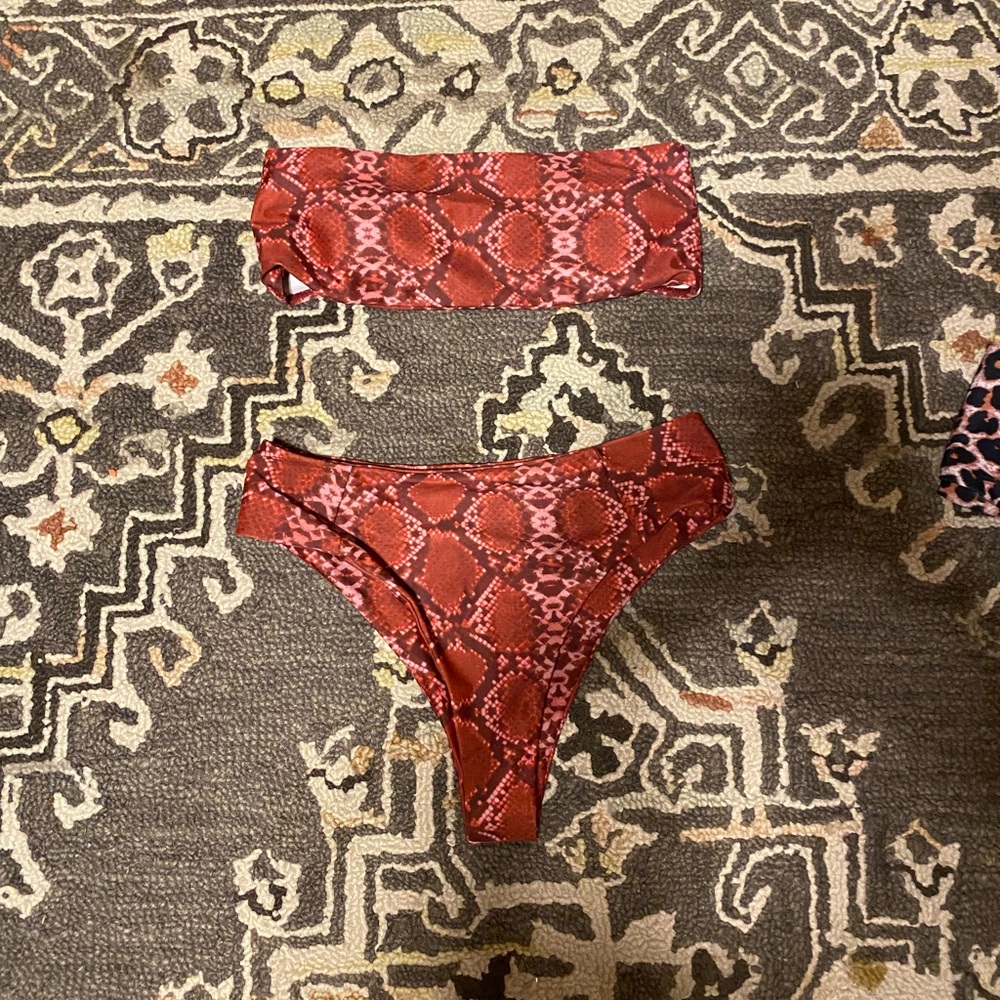 Snakeskin Bandeau Bikini Set